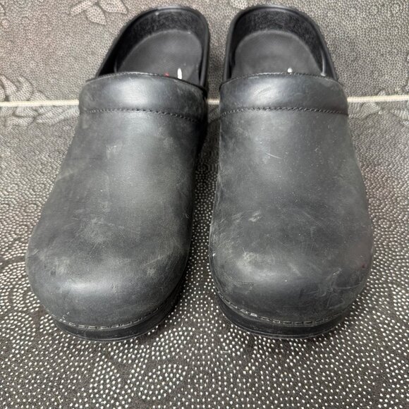 Dansko Mens Black Leather Clogs Size 45 With Spenco Insoles - Picture 2 of 10